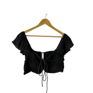 Daily Practice‎ from Anthropologie Black Cropped Bra Top Size XL New